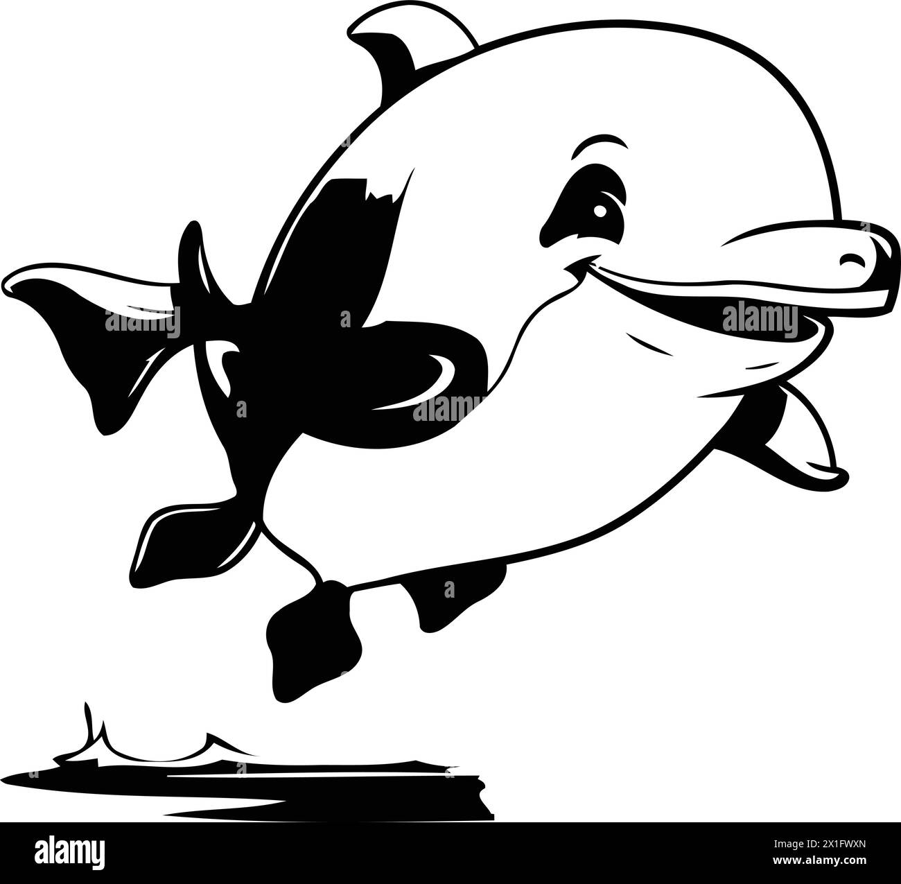 Cute cartoon killer whale jumping in the sea. Vector illustration Stock