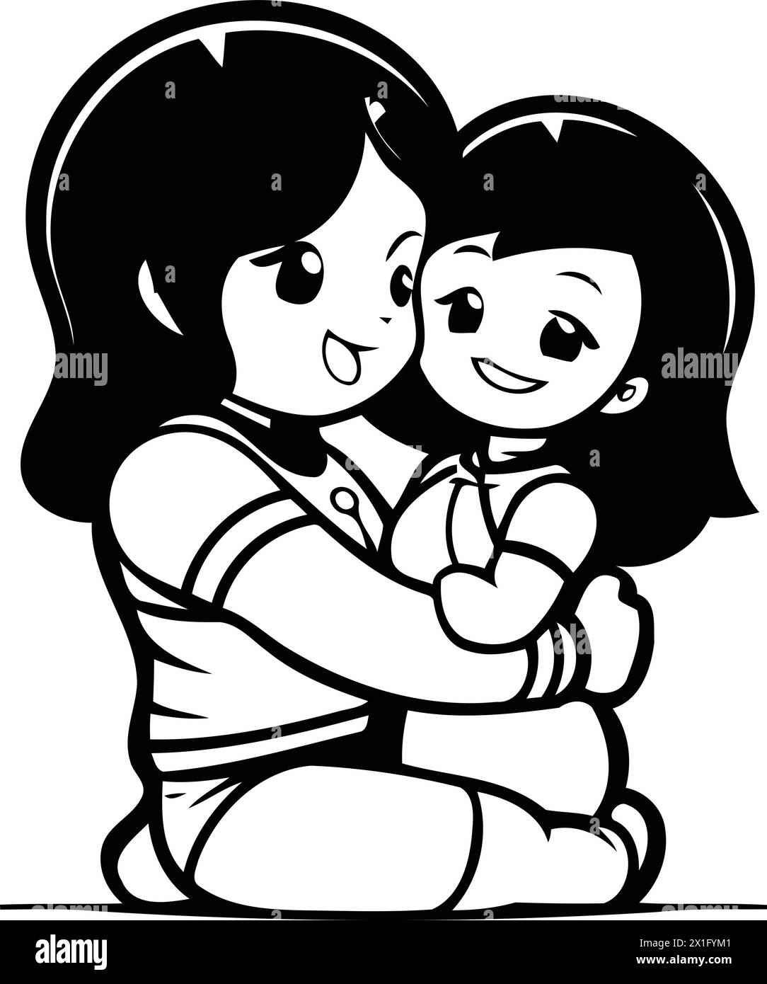 Mother And Daughter Hugging Each Other Vector Illustration On An Orange Background Stock Vector 9441