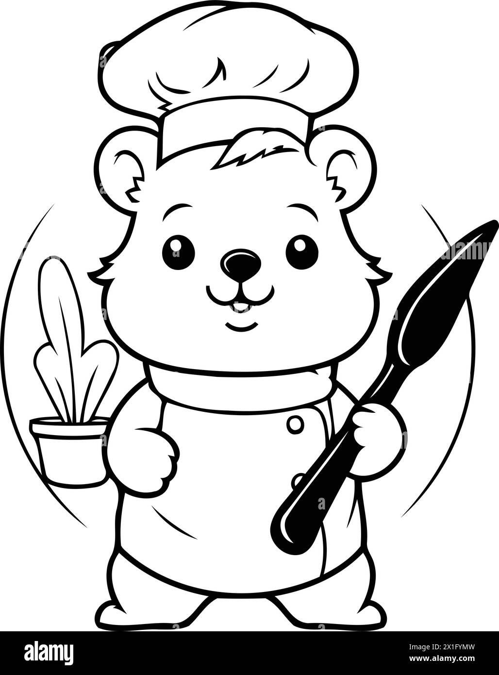 Cute hamster chef holding a knife and a shovel. Vector illustration Stock Vector Image & Art Alamy