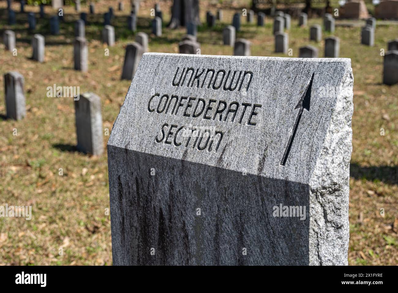 Unknown Confederate Section at Stone Mountain Cemetery in Stone Mountain, Georgia, just east of Atlanta. (USA) Stock Photo