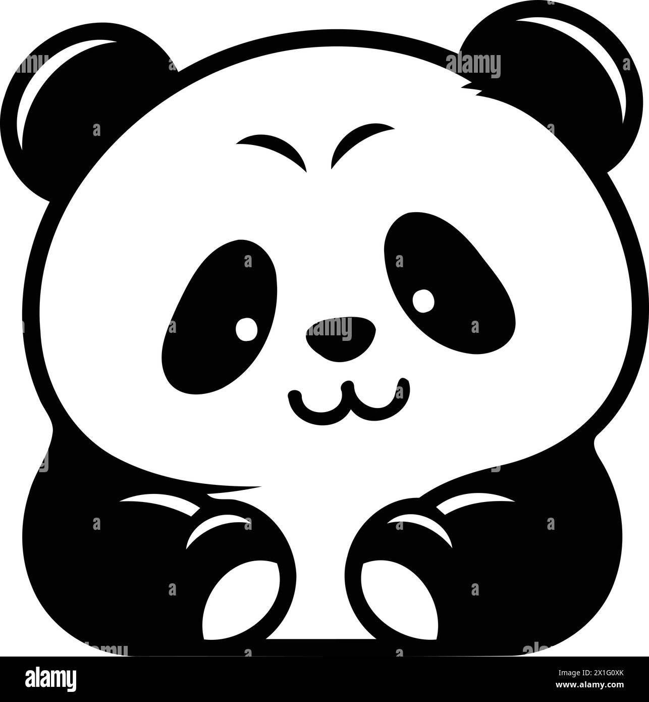 Cute Panda Bear Sitting On The Ground. Vector Illustration Stock Vector 