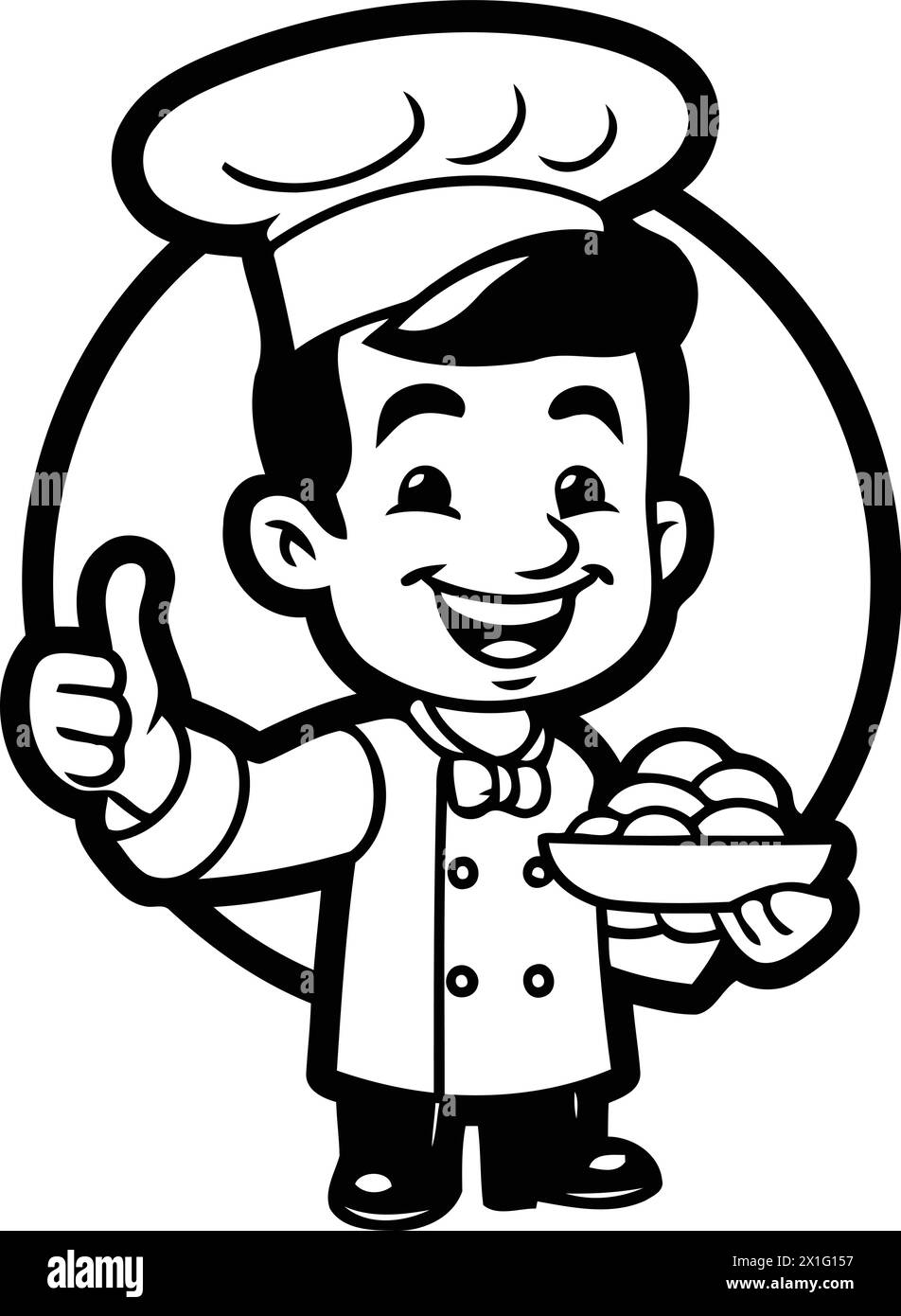 Chef Holding Plate and Thumbs Up Cartoon Mascot Character Stock Vector ...