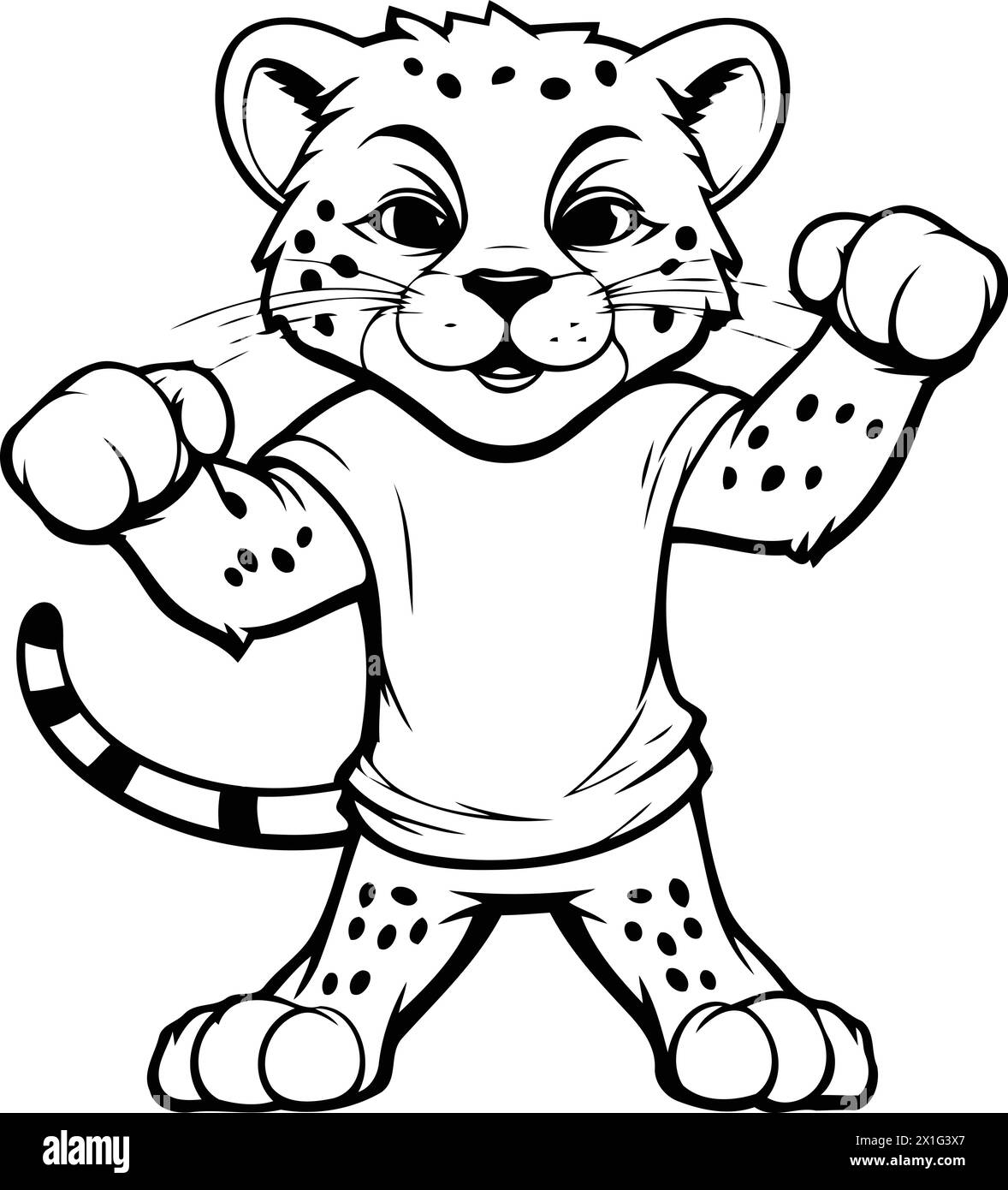 Cheetah Cheetah Cartoon Mascot Character Vector Illustration Stock