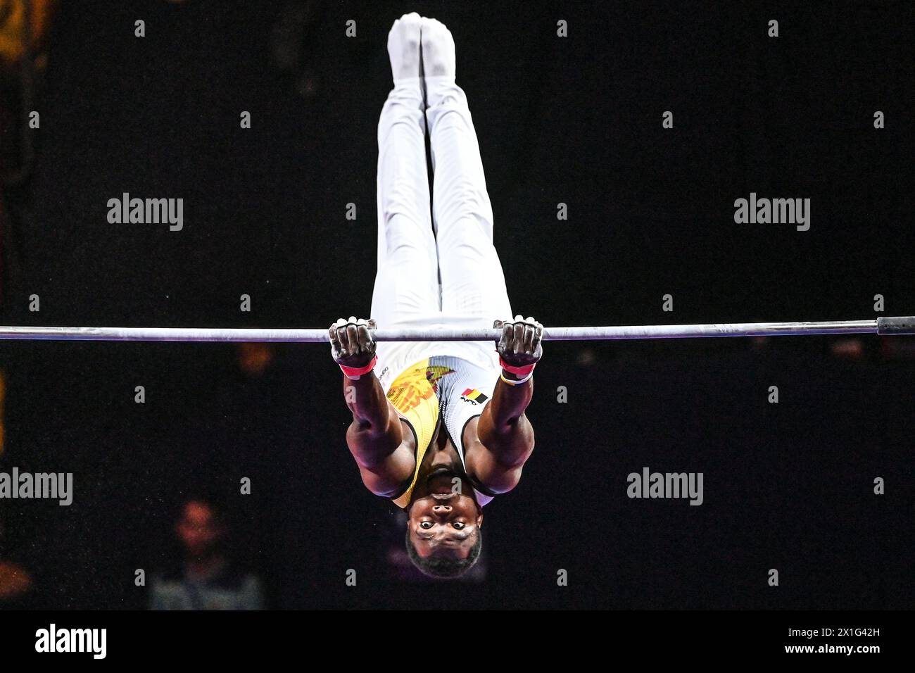 Noah Kuavita (Belgium). European Championships Munich 2022: Artistic Gymnastics, Men's Horizontal bar Finals Stock Photo