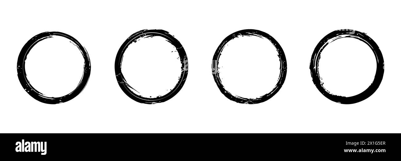 set of grunge circle brush vector illustration Stock Vector Image & Art ...