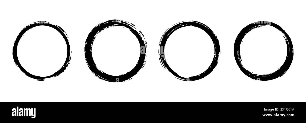 set of grunge circle brush vector illustration Stock Vector Image & Art ...