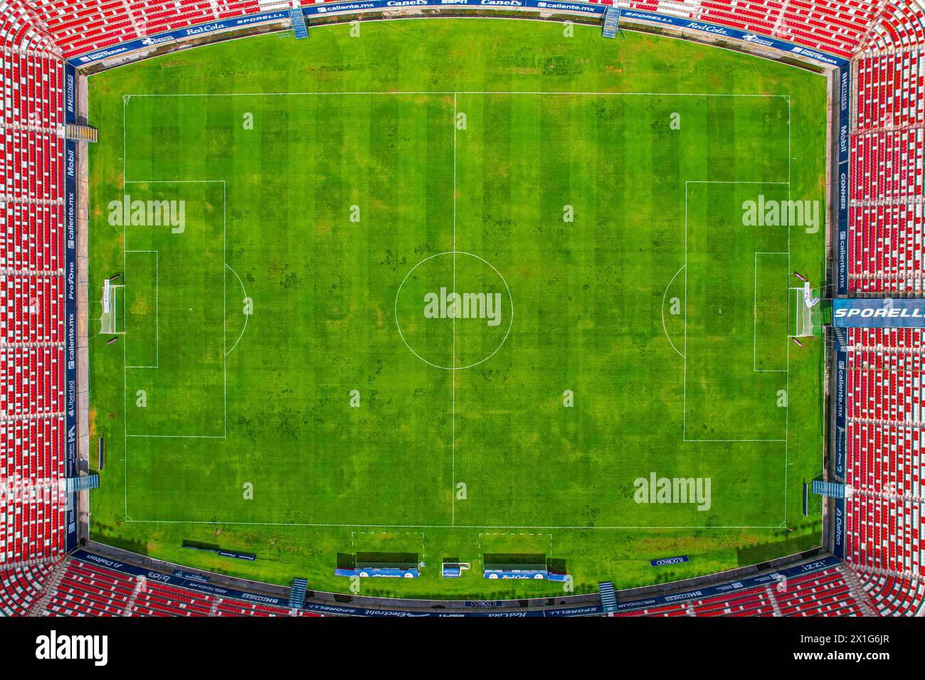 Aerial view Alfonso Lastras Ramírez Stadium home of Atletico San Luis Mexican professional soccer team in San Luis Potosí, Mexico that plays in the Mexican Primera División, Liga Mx, Liga de Expansión MX in San Luis Potosí Mexico. (Photo By Luis Gutierrez/ Norte Photo)  Vista aerea Estadio Alfonso Lastras Ramírez casa de Atletico San Luis equipo de fútbol profesional mexicano en San Luis Potosí, Mexico que juega en la Primera División de México, Liga Mx, Liga de Expansión MX en San Luis Potosí Mexico. (Photo By Luis Gutierrez/ Norte Photo) Stock Photo