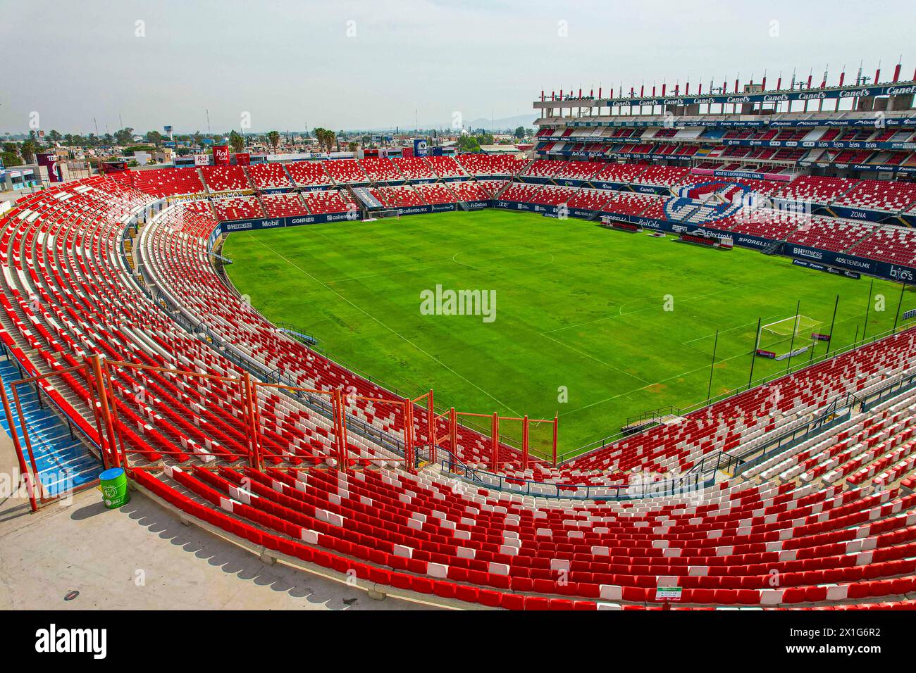 Aerial view Alfonso Lastras Ramírez Stadium home of Atletico San Luis Mexican professional soccer team in San Luis Potosí, Mexico that plays in the Mexican Primera División, Liga Mx, Liga de Expansión MX in San Luis Potosí Mexico. (Photo By Luis Gutierrez/ Norte Photo)  Vista aerea Estadio Alfonso Lastras Ramírez casa de Atletico San Luis equipo de fútbol profesional mexicano en San Luis Potosí, Mexico que juega en la Primera División de México, Liga Mx, Liga de Expansión MX en San Luis Potosí Mexico. (Photo By Luis Gutierrez/ Norte Photo) Stock Photo