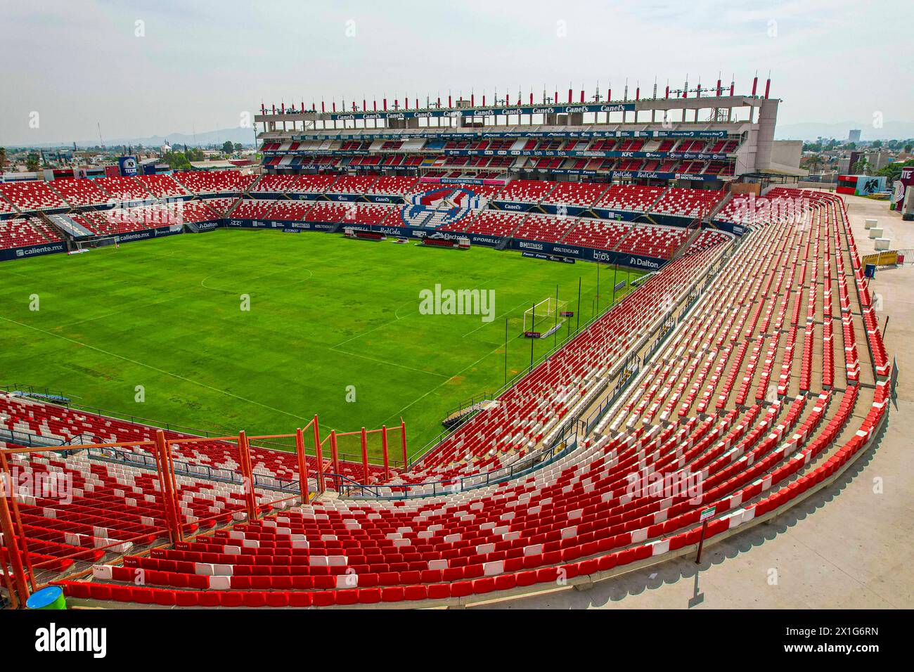 Aerial view Alfonso Lastras Ramírez Stadium home of Atletico San Luis Mexican professional soccer team in San Luis Potosí, Mexico that plays in the Mexican Primera División, Liga Mx, Liga de Expansión MX in San Luis Potosí Mexico. (Photo By Luis Gutierrez/ Norte Photo)  Vista aerea Estadio Alfonso Lastras Ramírez casa de Atletico San Luis equipo de fútbol profesional mexicano en San Luis Potosí, Mexico que juega en la Primera División de México, Liga Mx, Liga de Expansión MX en San Luis Potosí Mexico. (Photo By Luis Gutierrez/ Norte Photo) Stock Photo