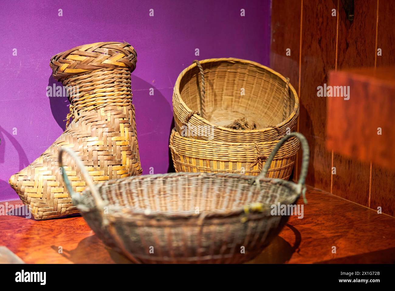 Close-up of traditional farming equipment used in rural China Stock Photo