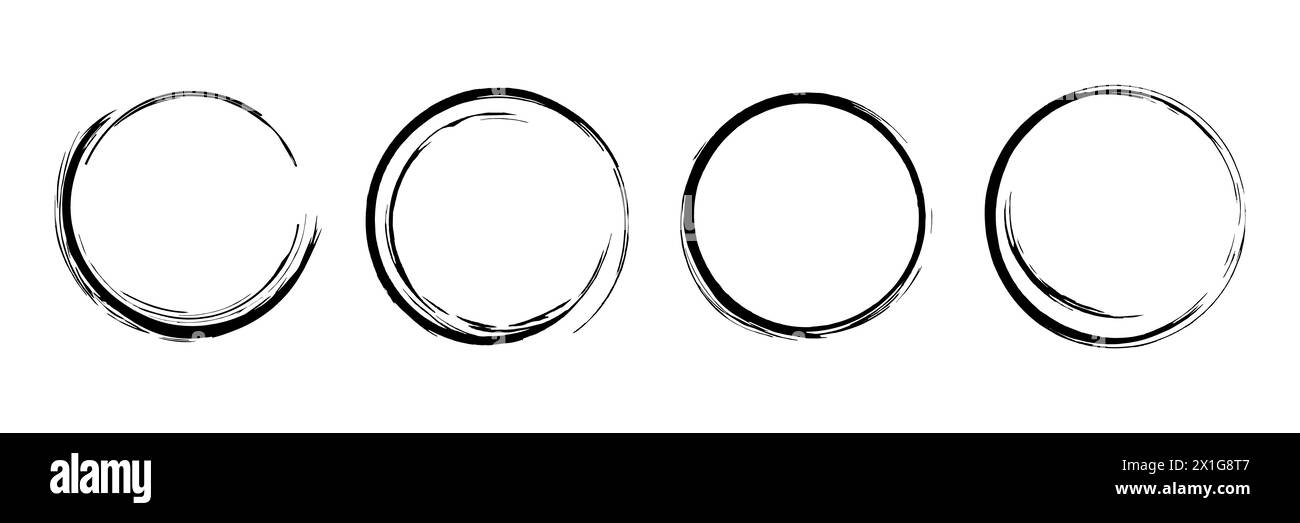 set of grunge circle brush vector illustration Stock Vector Image & Art ...