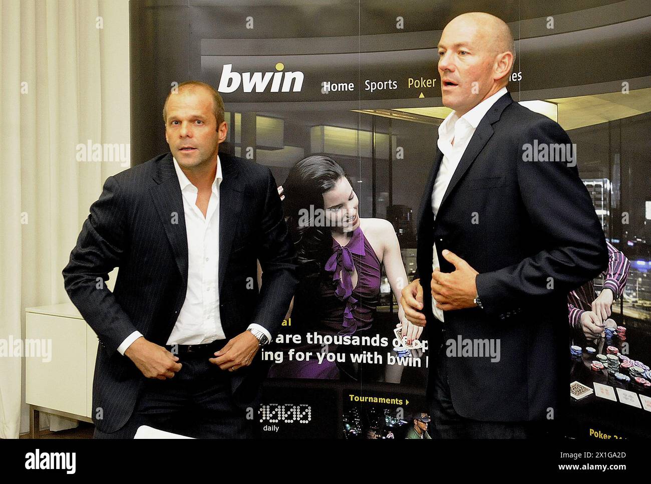 Press Conference on the merger of bwin and PartyGaming on 29 July 2010 in Vienna. In the picture: Norbert Teufelberger Co-CEO and Manfred Bodner, CEO of bwin. - 20100729 PD1263 - Rechteinfo: Rights Managed (RM) Stock Photo