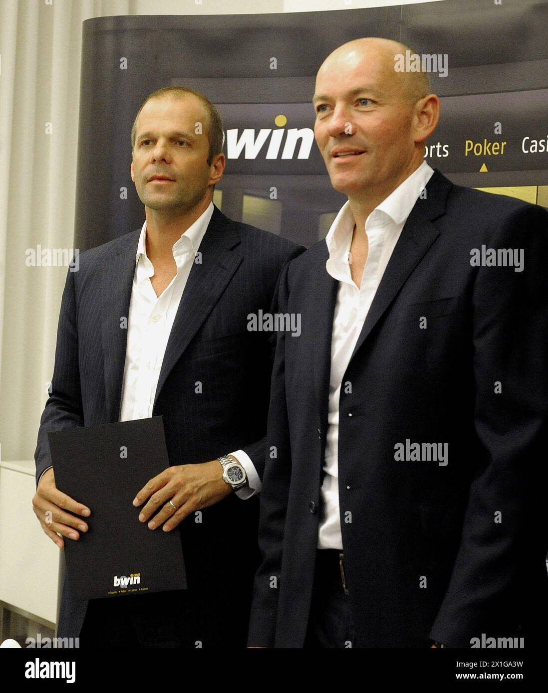Press Conference on the merger of bwin and PartyGaming on 29 July 2010 in Vienna. In the picture: Norbert Teufelberger Co-CEO and Manfred Bodner, CEO of bwin. - 20100729 PD1264 - Rechteinfo: Rights Managed (RM) Stock Photo