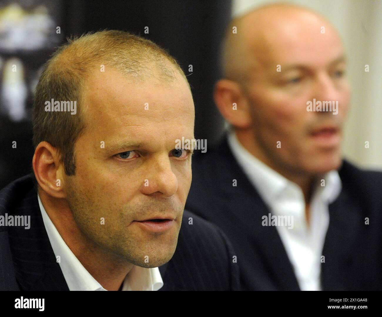 Press Conference on the merger of bwin and PartyGaming on 29 July 2010 in Vienna. In the picture: Norbert Teufelberger Co-CEO and Manfred Bodner, CEO of bwin. - 20100729 PD1247 - Rechteinfo: Rights Managed (RM) Stock Photo
