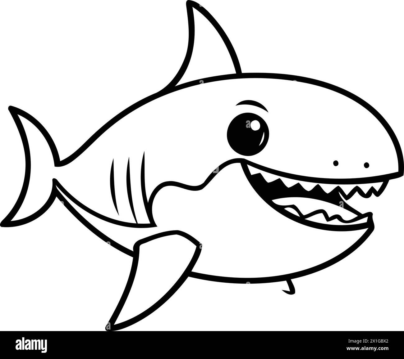 Cartoon shark vector illustration. Cute cartoon shark with big teeth