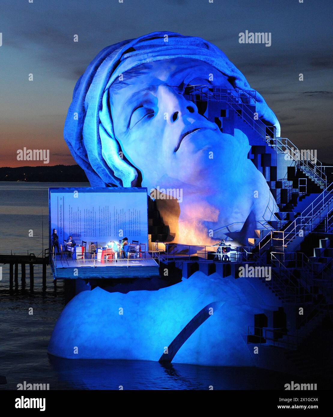 16072011 - BREGENZ - AUSTRIA: Stage design of the 'Seebühne' (floating stage) at the Bodensee during the photo rehearsal of the opera 'André Chénier' on Friday 16 July 2011. Premiere: 20.07.2011.APA-FOTO: BARBARA GINDL - 20110715 PD2593 - Rechteinfo: Rights Managed (RM) Stock Photo