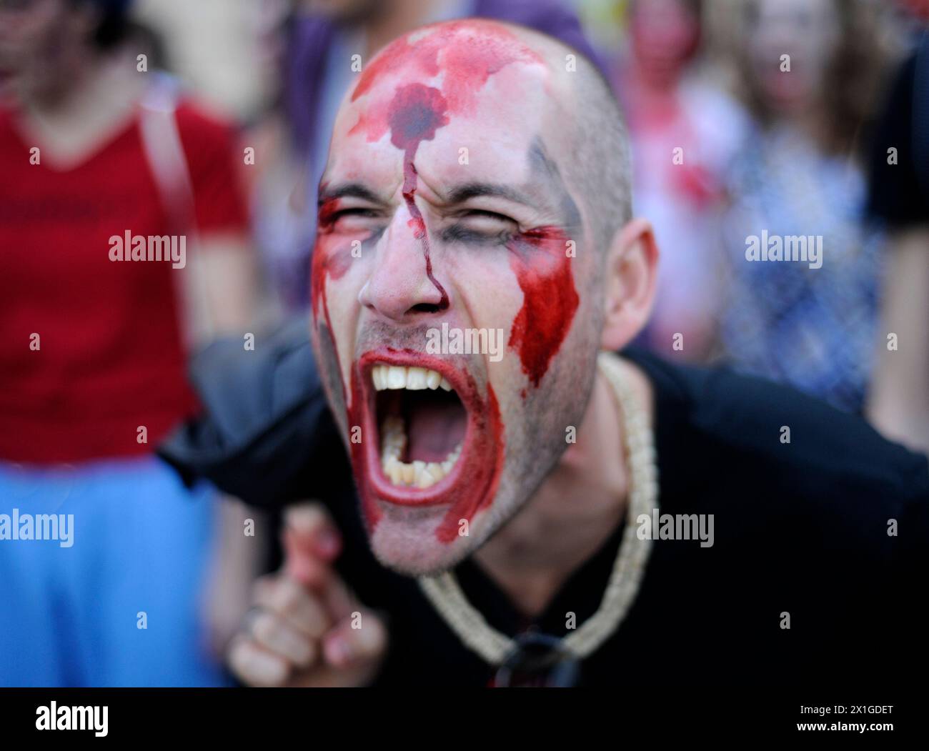 Participants of the 'Zombie Flashmob' on the occasion of Vienna Slash Filmfestival on shopping streets in Vienna on 27 September 2011. - 20110927 PD2541 - Rechteinfo: Rights Managed (RM) Stock Photo