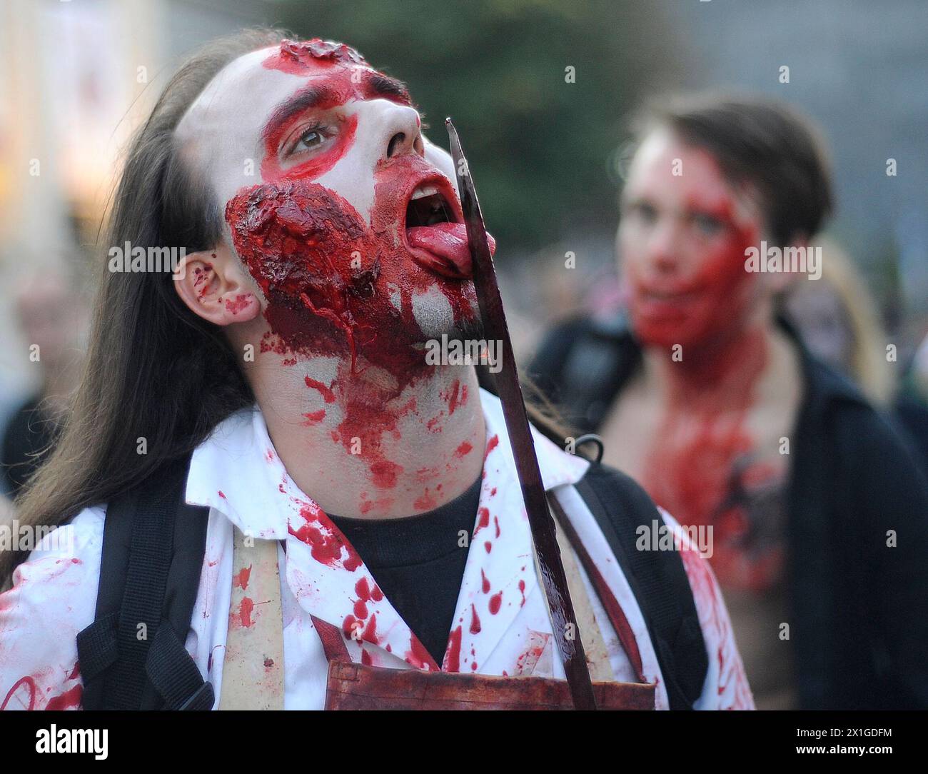 Participants of the 'Zombie Flashmob' on the occasion of Vienna Slash Filmfestival on shopping streets in Vienna on 27 September 2011. - 20110927 PD2556 - Rechteinfo: Rights Managed (RM) Stock Photo