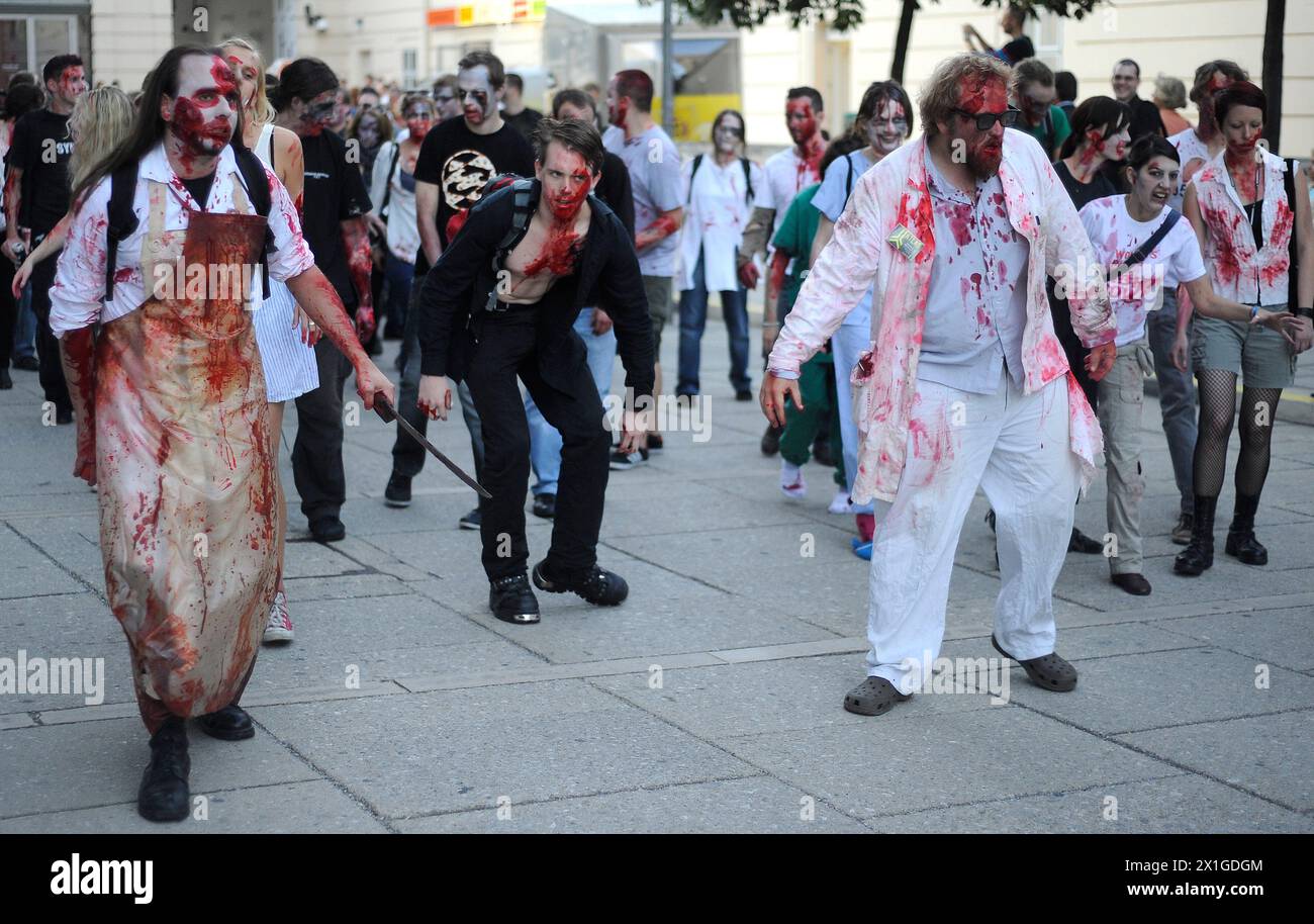 Participants of the 'Zombie Flashmob' on the occasion of Vienna Slash Filmfestival on shopping streets in Vienna on 27 September 2011. - 20110927 PD2567 - Rechteinfo: Rights Managed (RM) Stock Photo