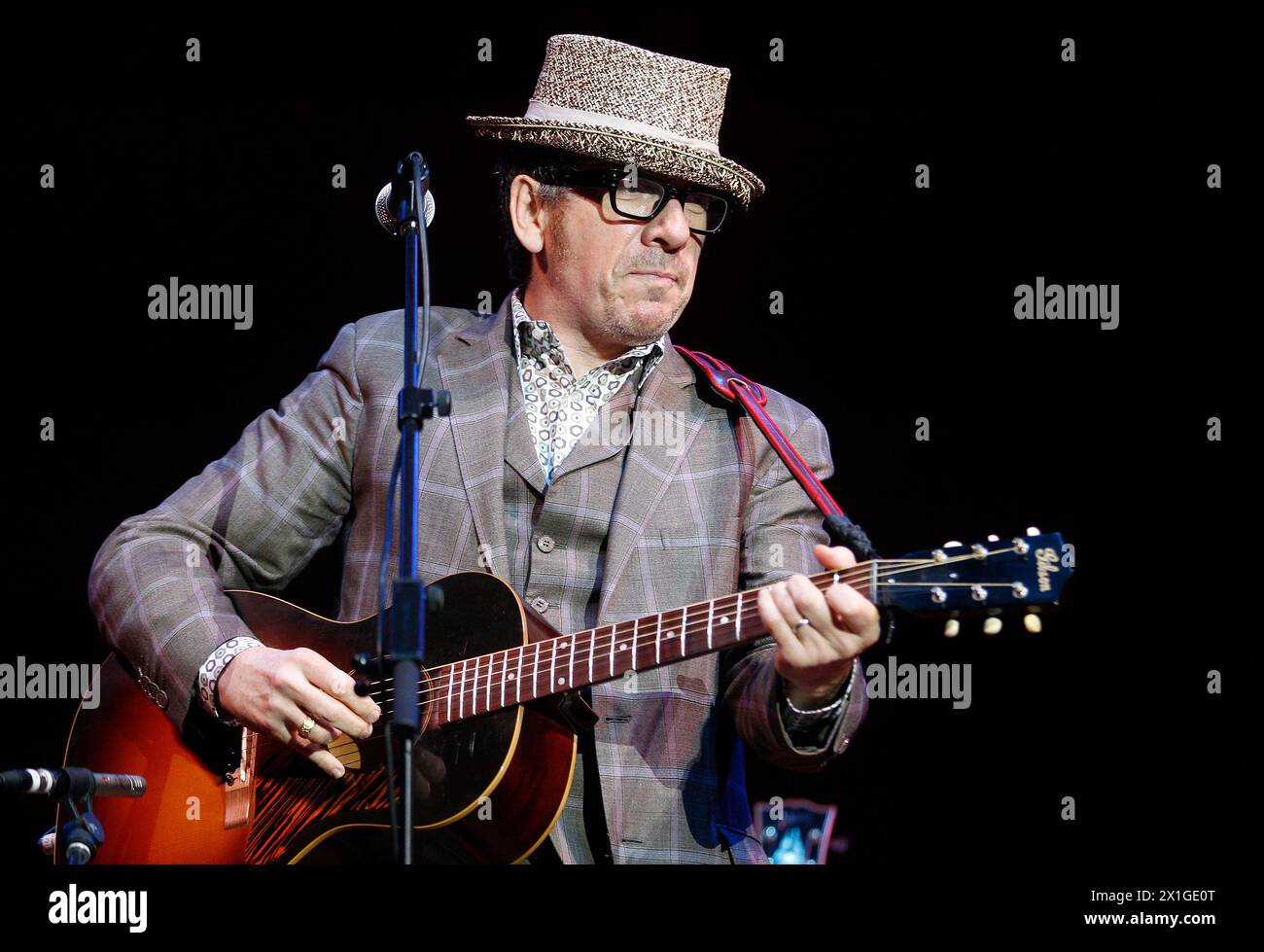 British musician Elvis Costello in concert in Vienna Konzerthaus on 31