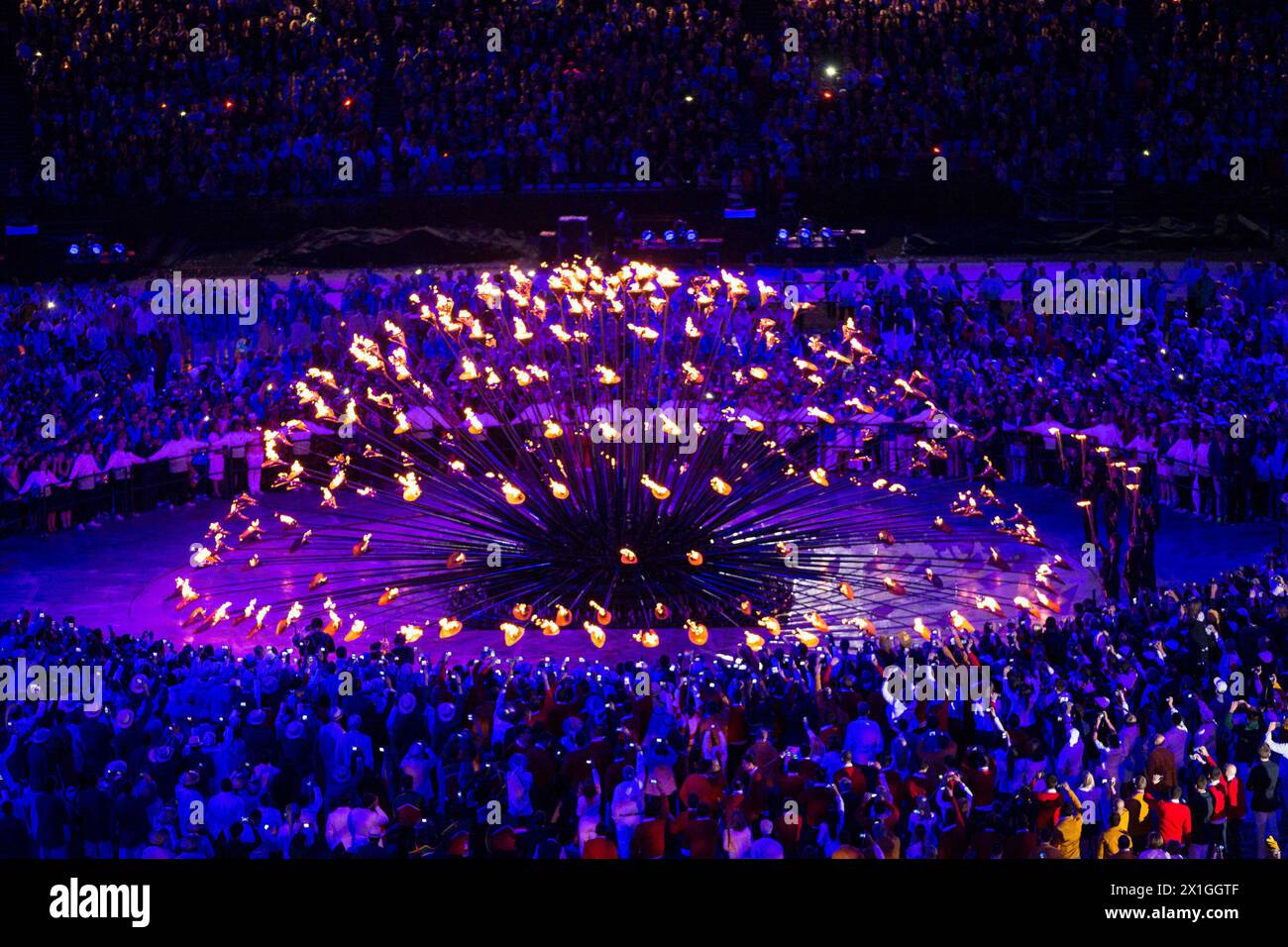 LONDON - UNITED KINGDOM: 2012 Summer Olympics  Opening Ceremony of the 2012 Olympic Games at the Olympic Stadium in London on 27 July 2012.   In the picture: Olympic Fire. - 20120728 PD0199 - Rechteinfo: Rights Managed (RM) Stock Photo