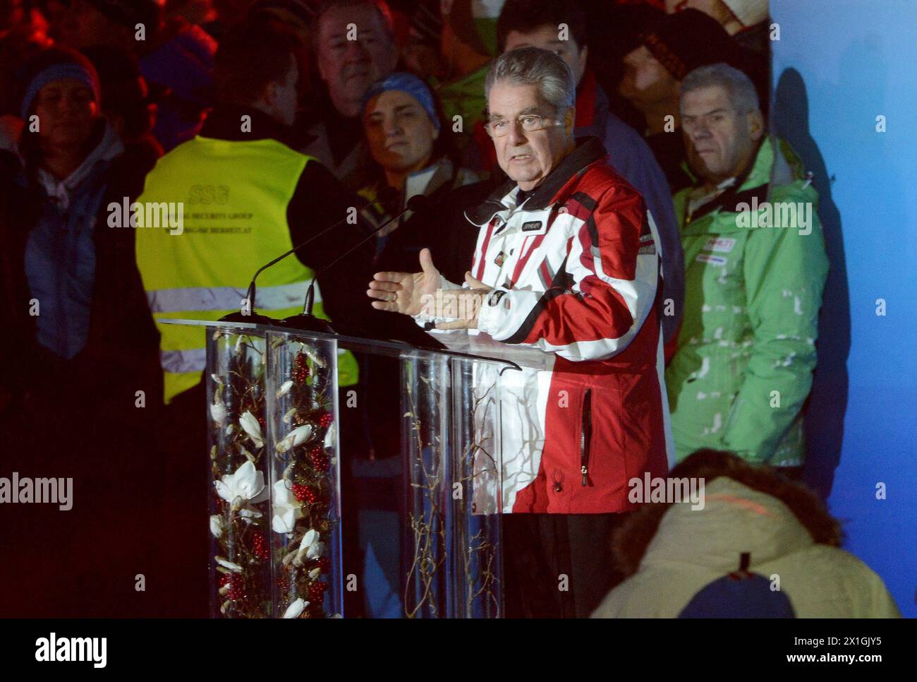 Opening ceremony of the FIS Ski World Championships 2013 at the Planai Stadium, Schladming, Austria on 4 February 2013. In the picture: Austrian President Heinz Fischer. - 20130204 PD2569 - Rechteinfo: Rights Managed (RM) Stock Photo