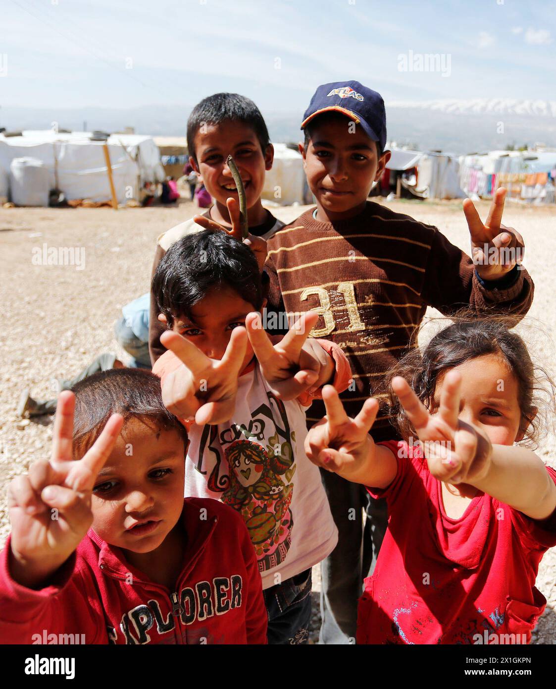 Pictures of the refugee camp 'Delhamieh' of the austrian aid organisation 'Caritas' in Taalabaya, Lebanon, 2013/04/13. - 20130413 PD0955 - Rechteinfo: Rights Managed (RM) Stock Photo