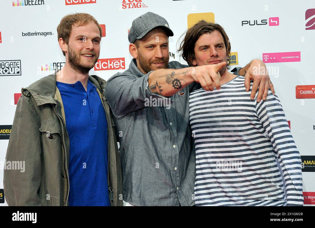 Awarding of the 'Amadeus Austrian Music Awards' at the popular theatre in Vienna on 2013/05/01. - The band 'Sportfreunde Stiller' on the red carpet. - 20130501 PD3099 - Rechteinfo: Rights Managed (RM) Stock Photo