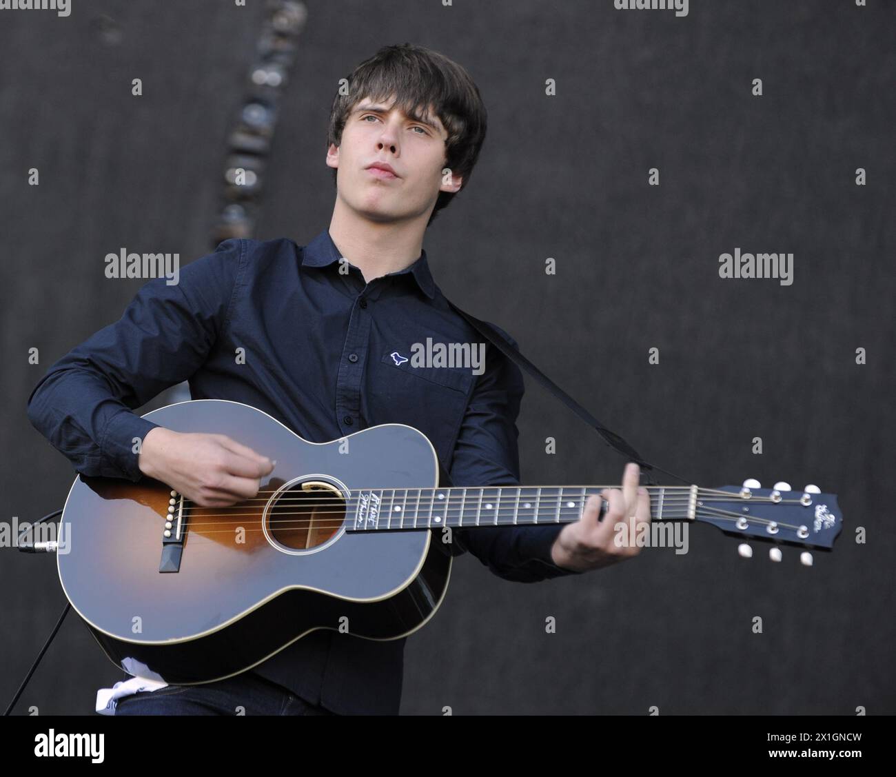 Jake Bugg performs during a concert at the music festival 'Frequency 2013' in St. Poelten, Austria, 17 August 2013. The festival takes place from 15 to 17 August. - 20130817 PD1299 - Rechteinfo: Rights Managed (RM) Stock Photo