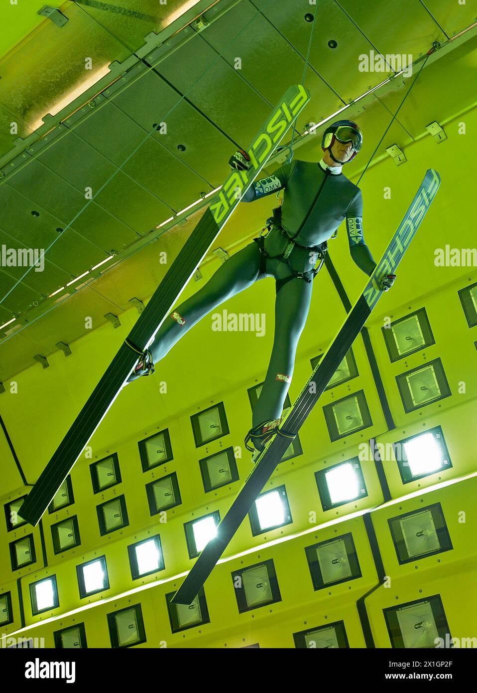 Austrian ski jumper Gregor Schlierenzauer during wind tunnel tests in ...