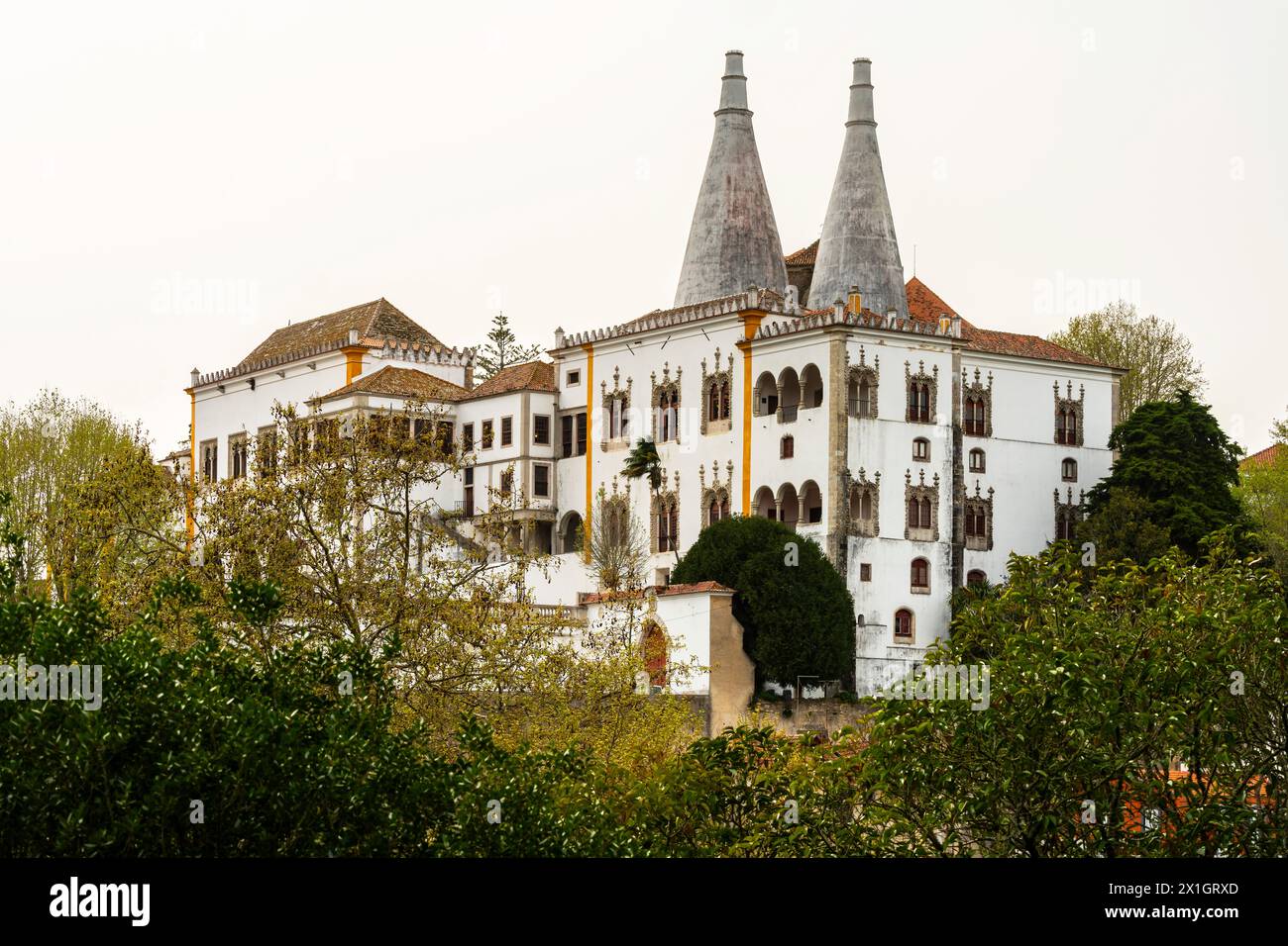 Sintra National Palace, Sintra, Portugal or the Town Palace, was  residence of the Portuguese Royal Family almost up to the end of the Monarchy, in 19 Stock Photo