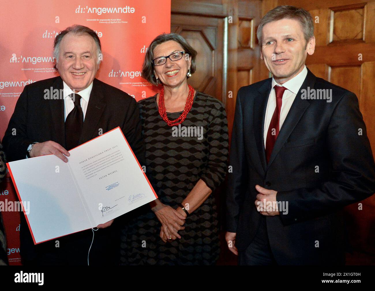 Austrian artist Peter Weibel receives the Oscar Kokoschka Award in Vienna on Friday, February 28th. 2014. - 20140228 PD2494 - Rechteinfo: Rights Managed (RM) Stock Photo