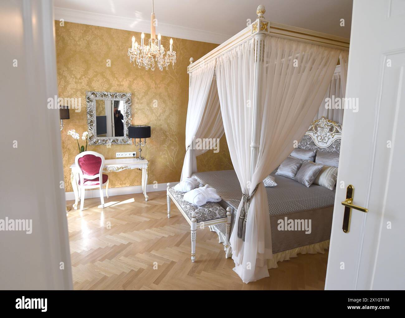 View into a room of the new hotel suite in the east wing of Schoenbrunn Palace, Vienna, Austria, on 2014/03/12. The suite costs from 699 up to 4900 Euro per night. - 20140312 PD2431 - Rechteinfo: Rights Managed (RM) Stock Photo