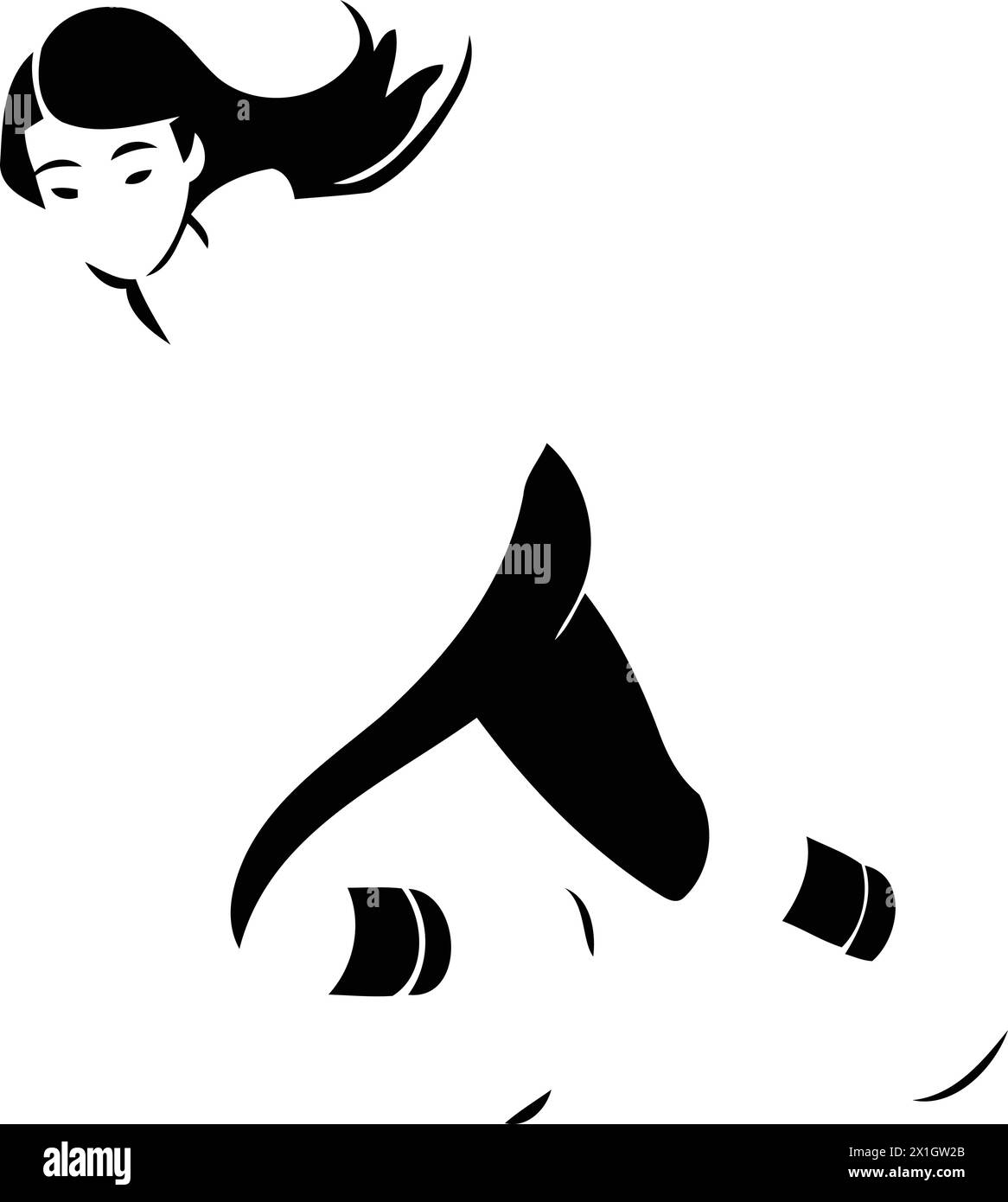 Winter sport vector illustration. Happy woman skates on ice rink Stock