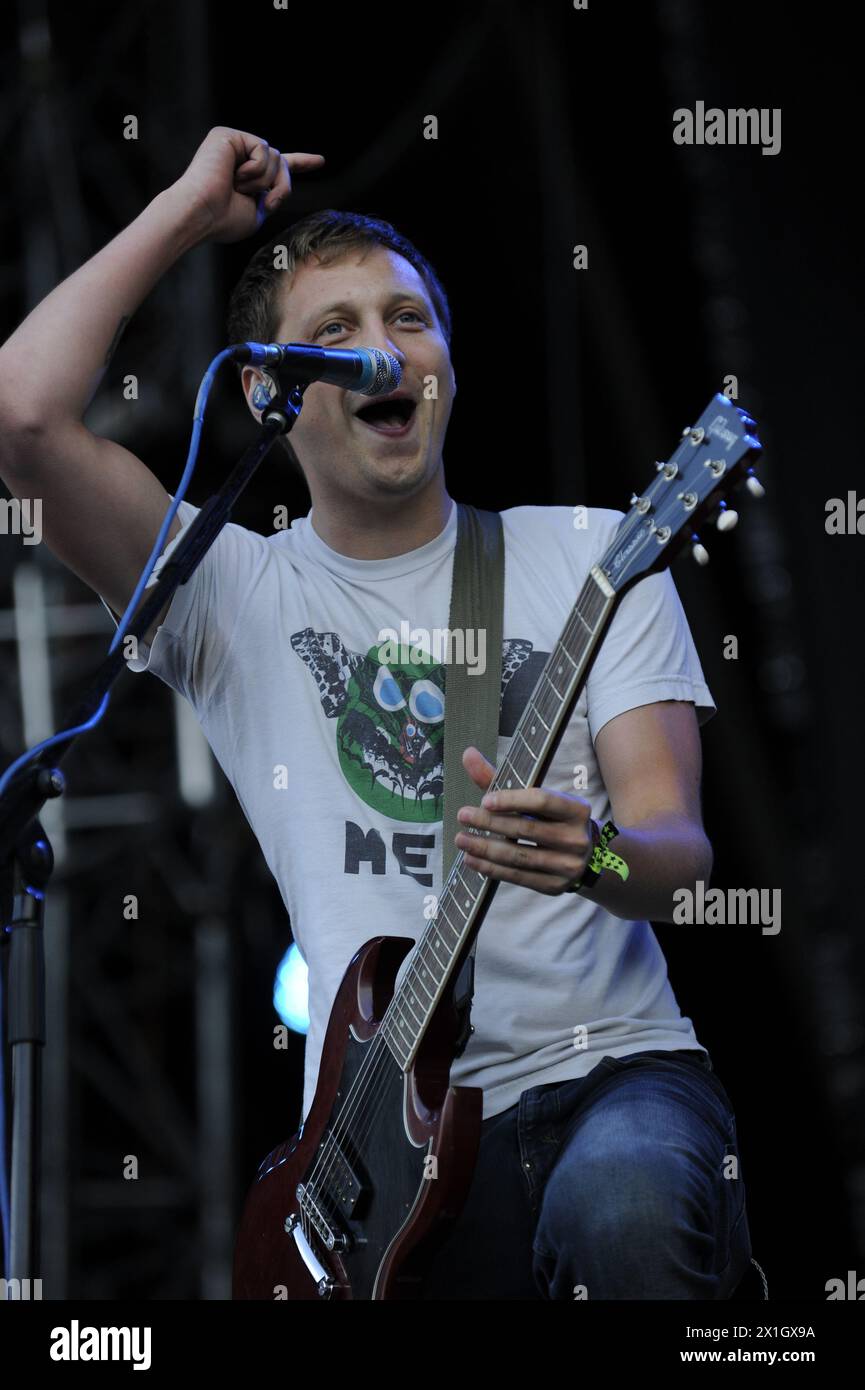 Singer and gitarist Billy Lunn of British band 'The Subways' performs during a concert at the 'Frequency 2014' festival in St. Poelten, Austria, 16 August 2014. The festival runs from 13 to 16 August. - 20140816 PD2527 - Rechteinfo: Rights Managed (RM) Stock Photo