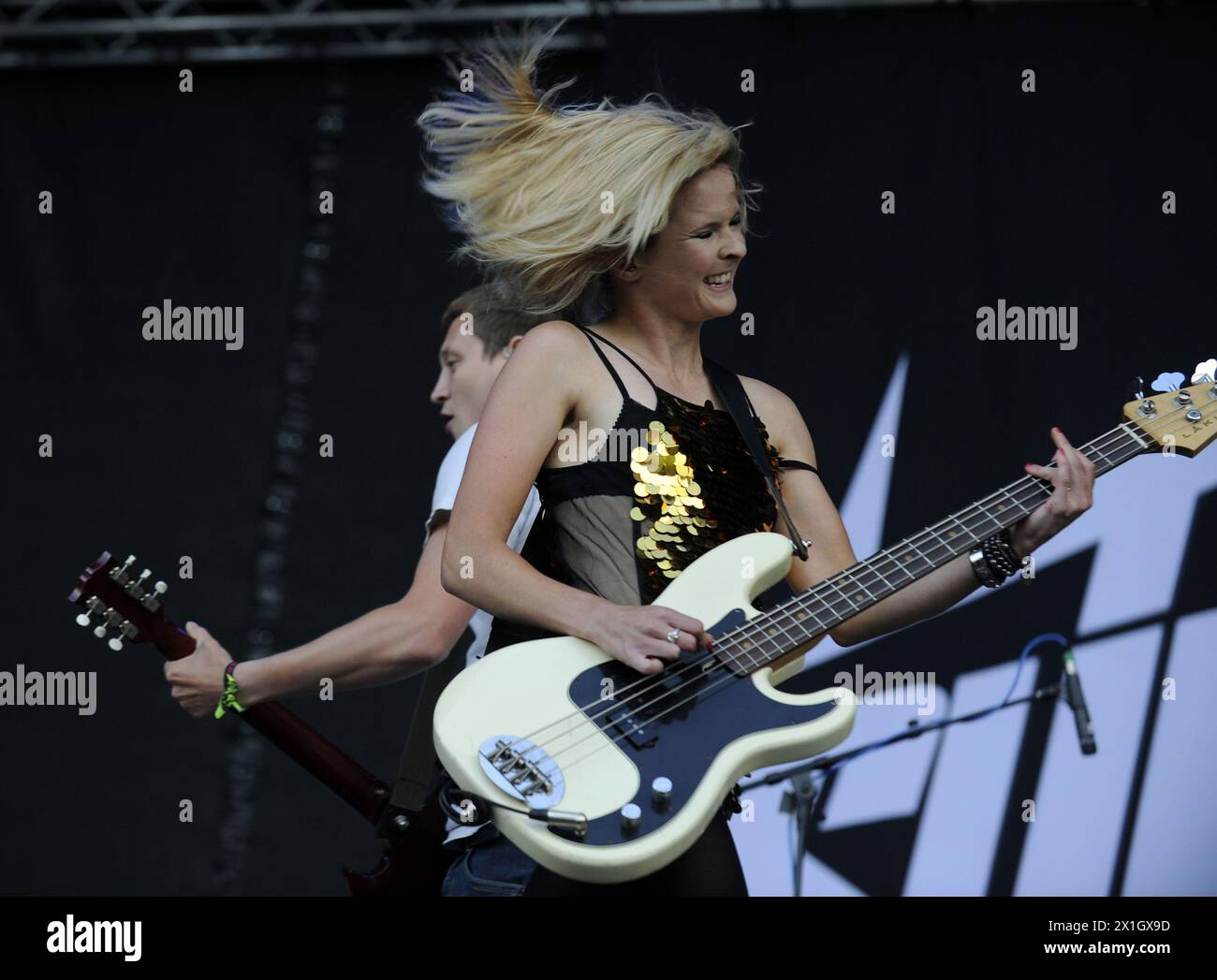 Singer and bassist Charlotte Cooper of British band 'The Subways' performs during a concert at the 'Frequency 2014' festival in St. Poelten, Austria, 16 August 2014. The festival runs from 13 to 16 August. - 20140816 PD2522 - Rechteinfo: Rights Managed (RM) Stock Photo