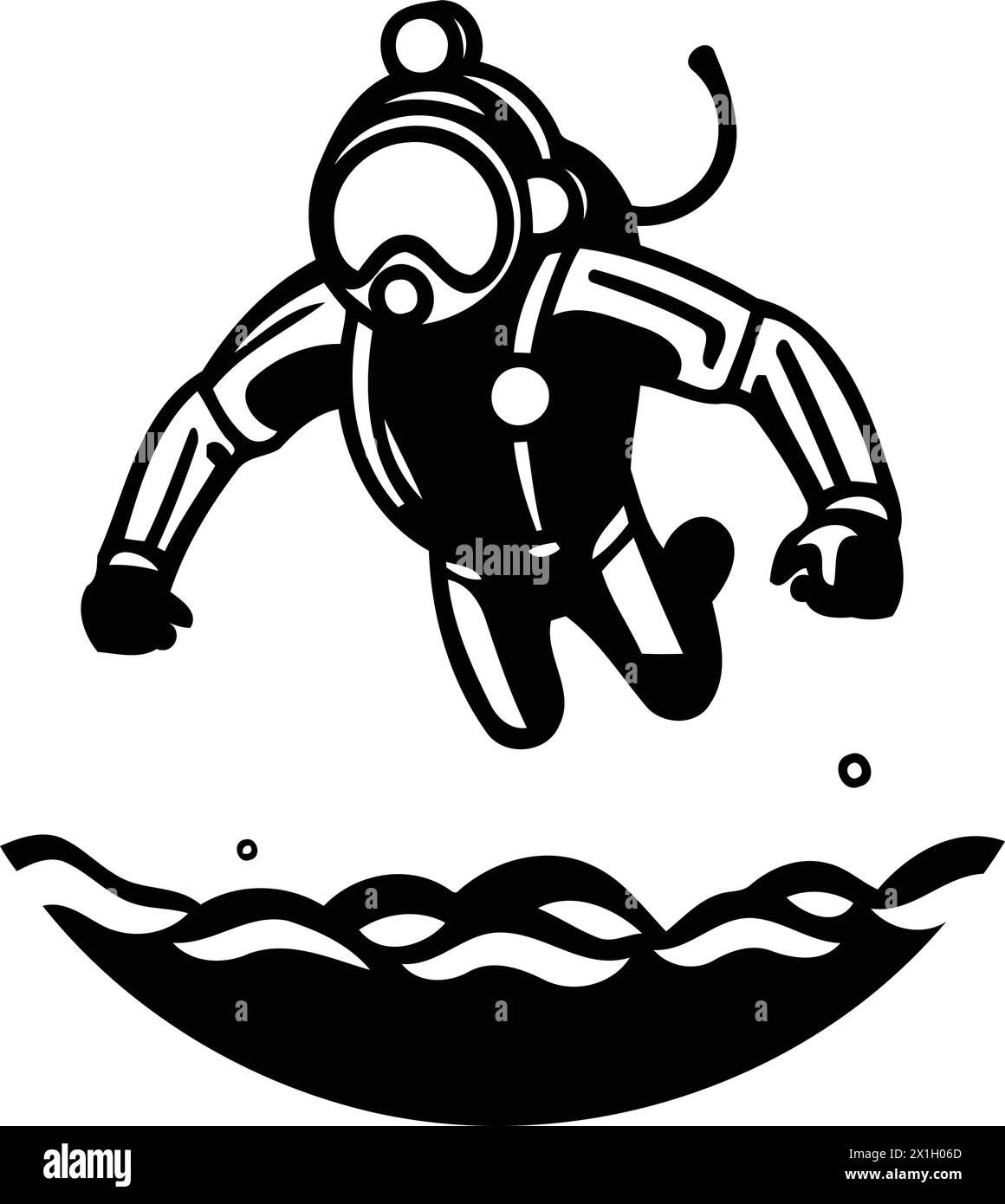 Scuba diving icon. Vector illustration of diver diving in the sea Stock ...