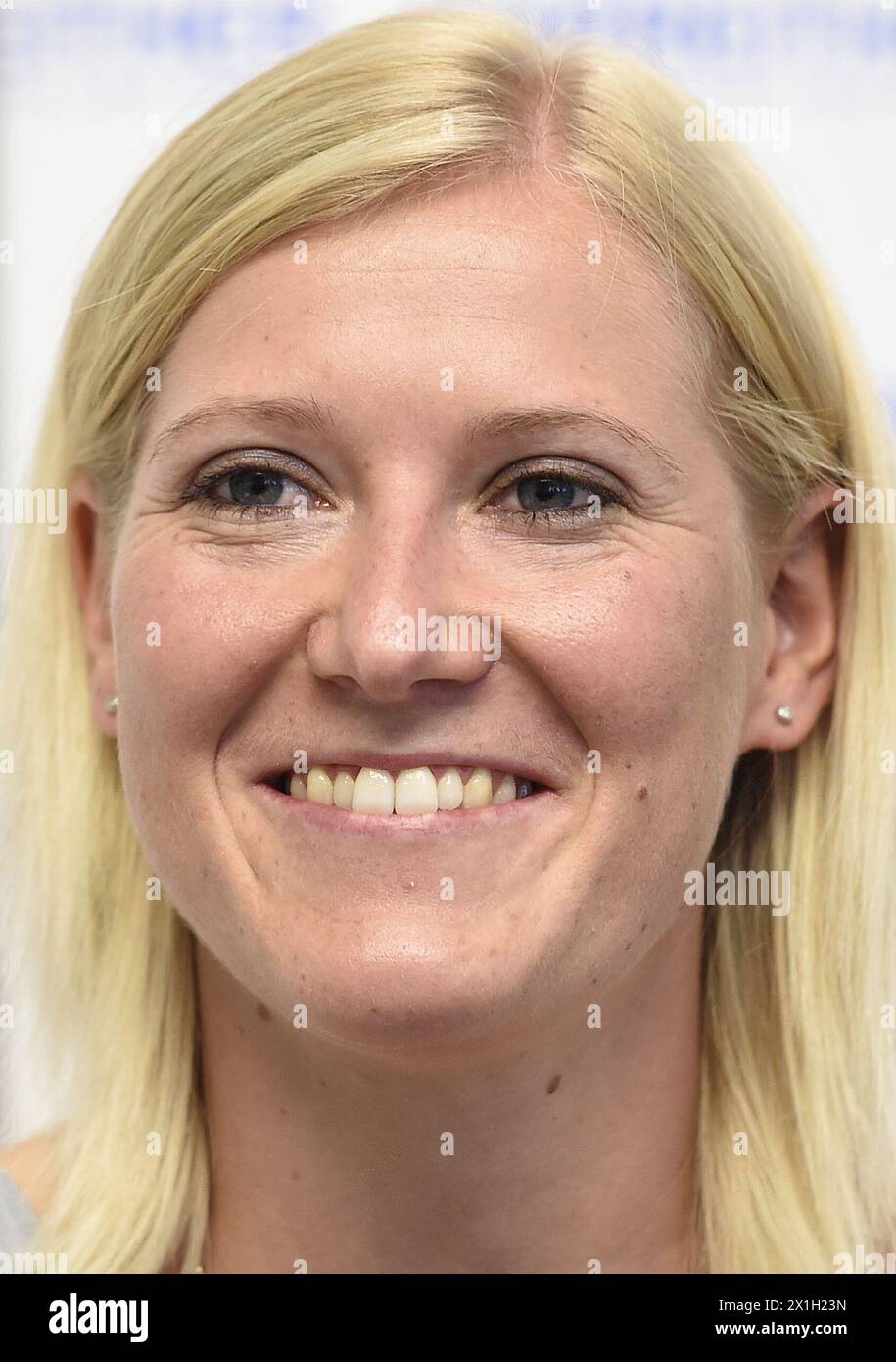 Gaflenz - Austrian ski racer Andrea Fischbacher during press conference concerning her career ending on 10th June 2015. PICTURE: Andrea Fischbacher - 20150610 PD0631 - Rechteinfo: Rights Managed (RM) Stock Photo