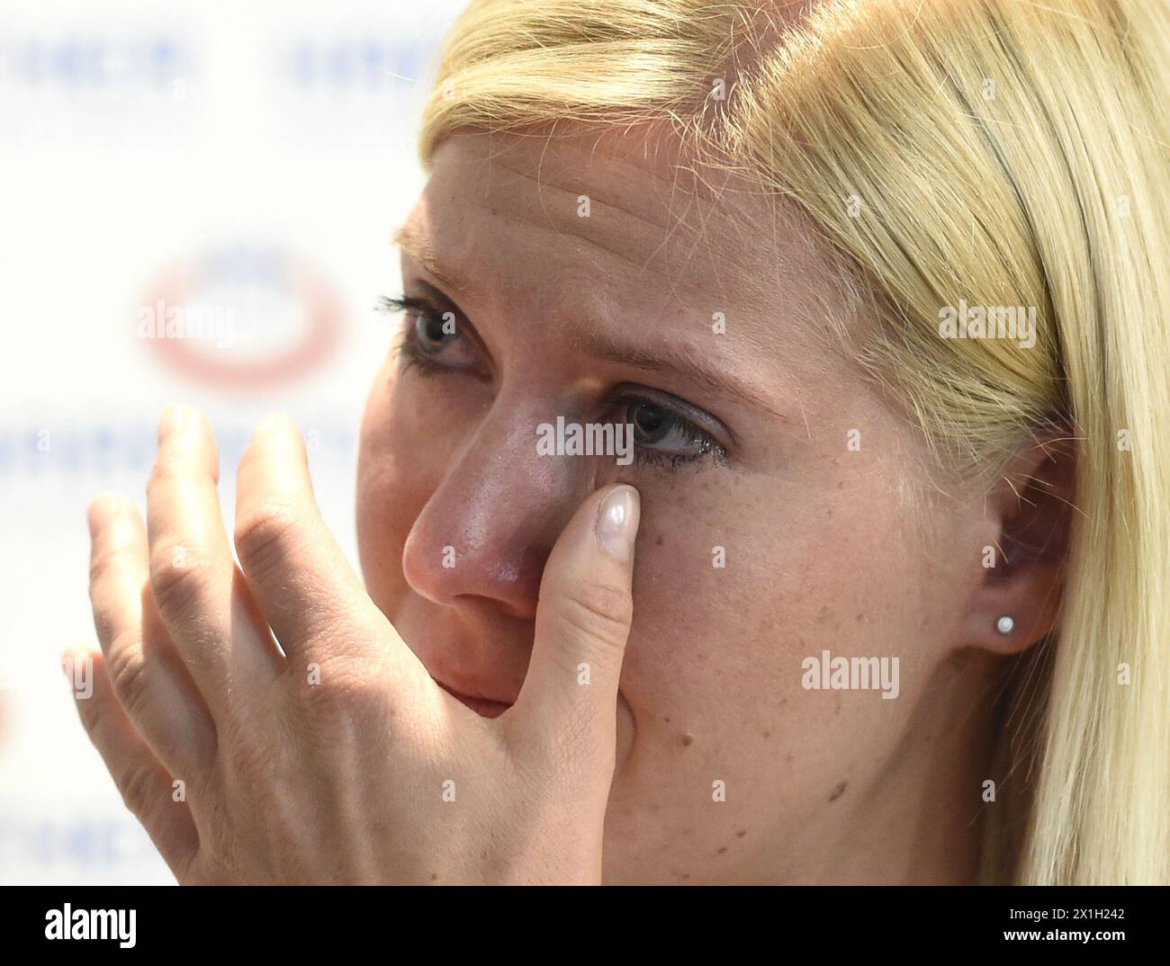 Gaflenz - Austrian ski racer Andrea Fischbacher during press conference concerning her career ending on 10th June 2015. PICTURE: Andrea Fischbacher - 20150610 PD0617 - Rechteinfo: Rights Managed (RM) Stock Photo