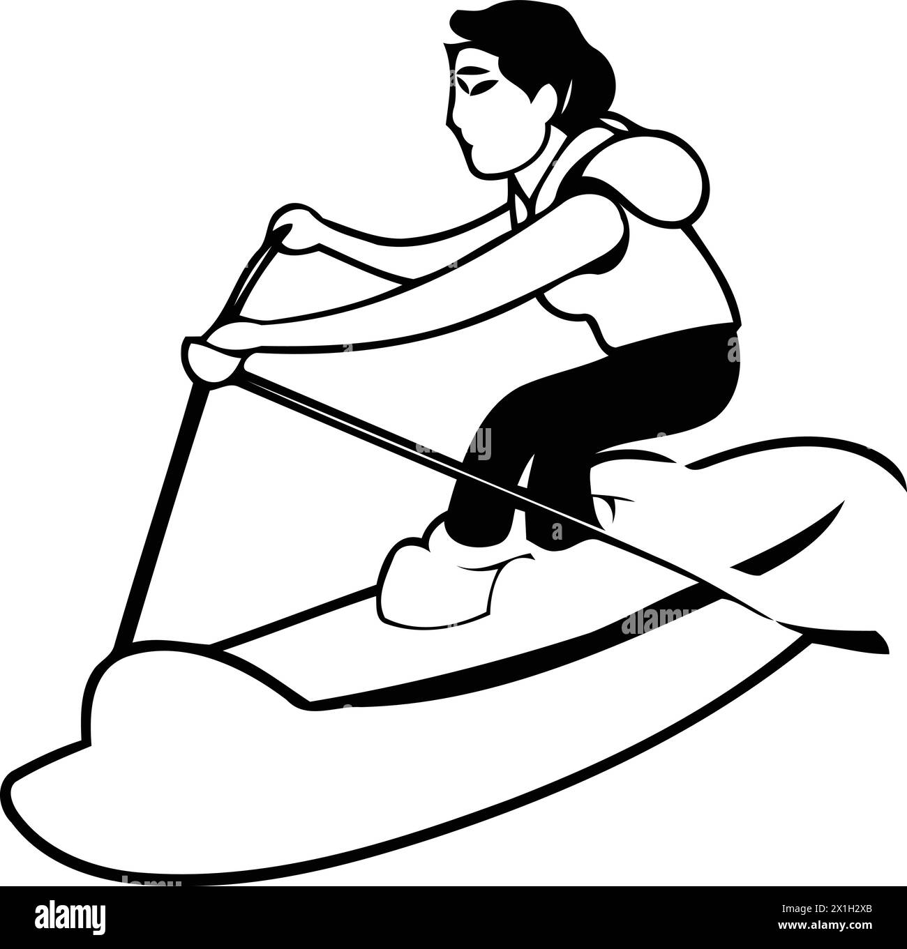 Man riding a water scooter. extreme sport vector Illustration on a white background Stock Vector