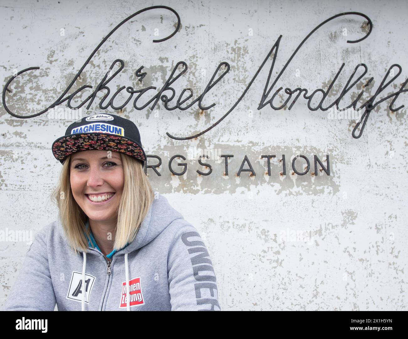 The Austrian skier Cornelia Hütter, poses during a photo shoot at St ...