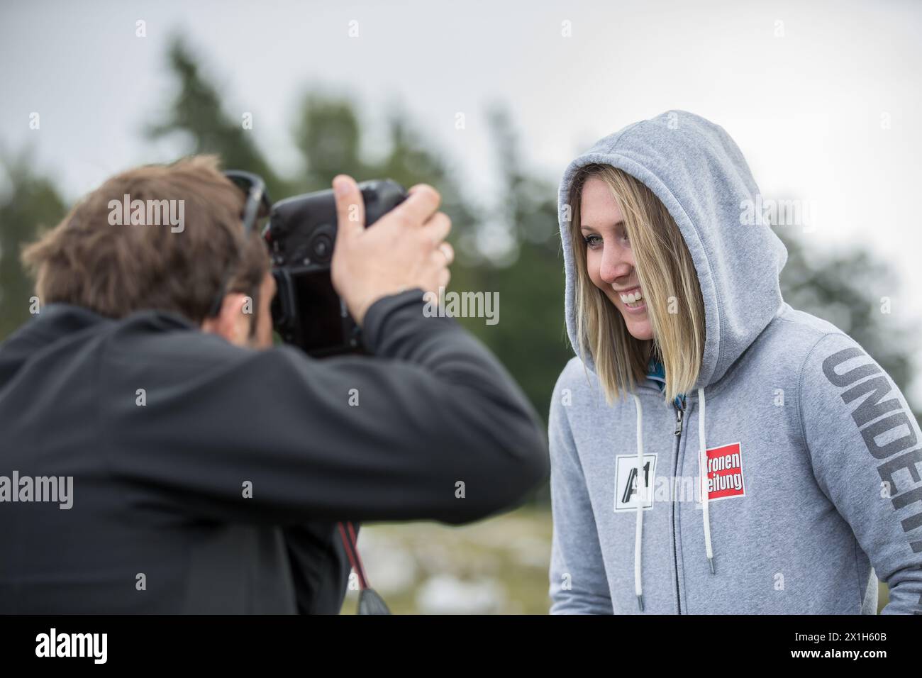 The Austrian skier Cornelia Hütter, poses during a photo shoot at St. Redegund on Schöckl near Graz, Austria, on 26 th September 2016. PICTURE: Cornelia Hütter - 20160926 PD2200 - Rechteinfo: Rights Managed (RM) Stock Photo