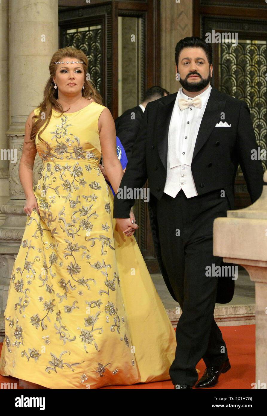 Traditional Vienna Opera Ball at the Wiener Staatsoper (Vienna State Opera), in Vienna, Austria, 23 February 2017. In the picture: Opera singer Anna Netrebko and her husband Yusif Eyvazov. - 20170223 PD8047 - Rechteinfo: Rights Managed (RM) Stock Photo