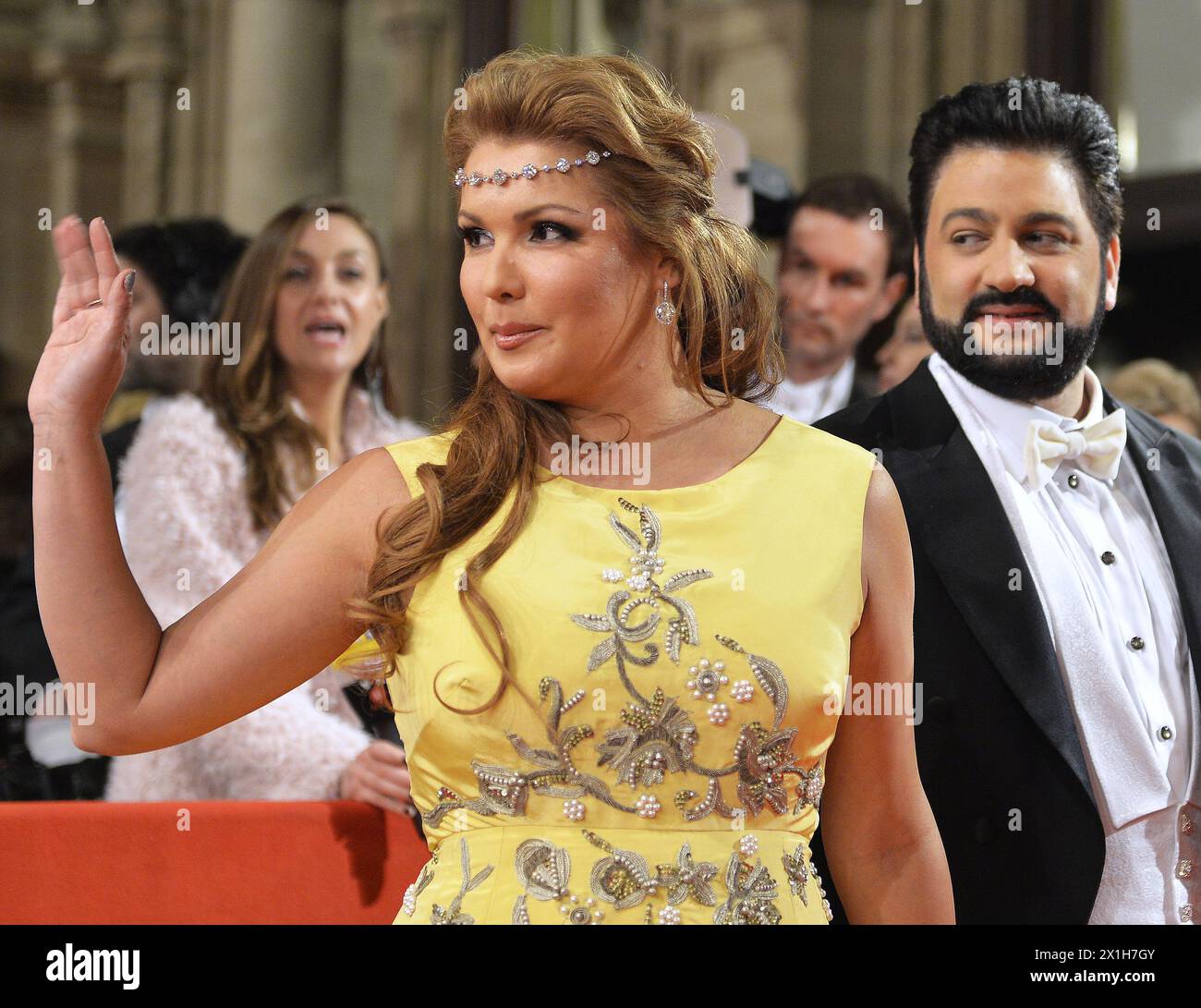 Traditional Vienna Opera Ball at the Wiener Staatsoper (Vienna State Opera), in Vienna, Austria, 23 February 2017. In the picture: Opera singer Anna Netrebko and her husband Yusif Eyvazov. - 20170223 PD8051 - Rechteinfo: Rights Managed (RM) Stock Photo