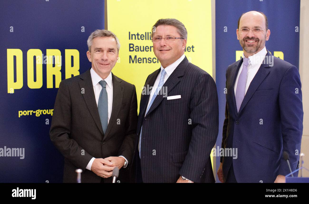 Porr AG -  COO Hans Wenkenbach, CEO Karl-Heinz Strauss and CFO Christian Maier during press conference on topic 'Results 2016' in Vienna, Austria, on 25 th April 2017. - 20170425 PD1134 - Rechteinfo: Rights Managed (RM) Stock Photo