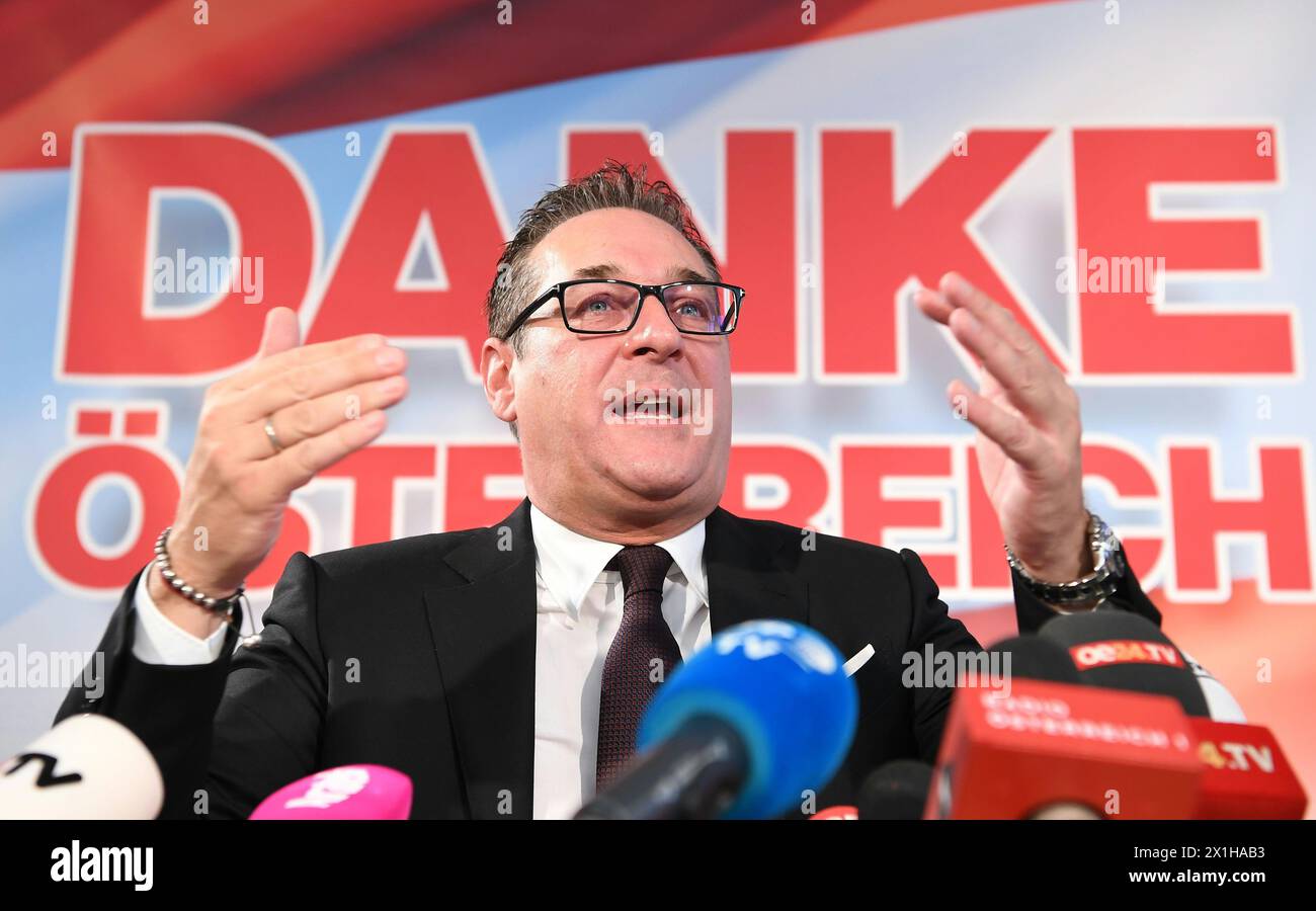 Leader of the parliamentary group FPOe Heinz Christian Strache during media conference of the austrian freedom party due to Austrian general elections in Vienna, Austria on 2017/10/18 - 20171018 PD1302 - Rechteinfo: Rights Managed (RM) Stock Photo