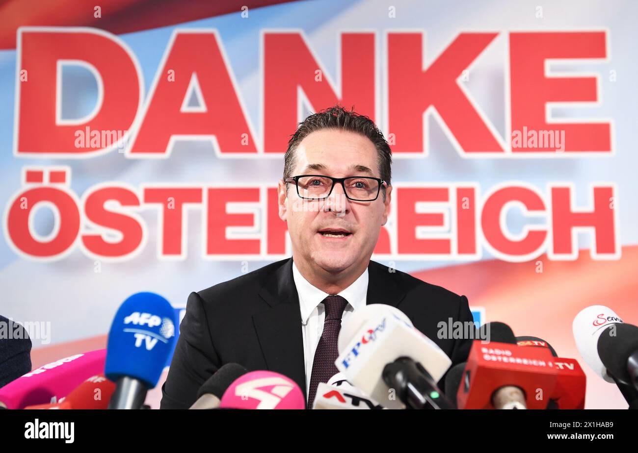 Leader of the parliamentary group FPOe Heinz Christian Strache during media conference of the austrian freedom party due to Austrian general elections in Vienna, Austria on 2017/10/18 - 20171018 PD1067 - Rechteinfo: Rights Managed (RM) Stock Photo
