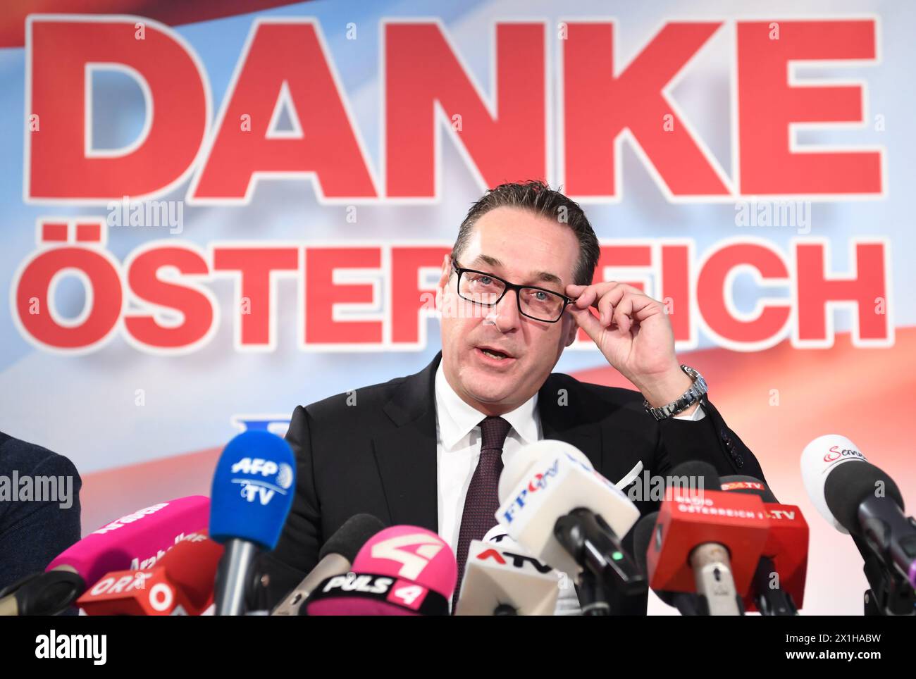 Leader of the parliamentary group FPOe Heinz Christian Strache during media conference of the austrian freedom party due to Austrian general elections in Vienna, Austria on 2017/10/18 - 20171018 PD1091 - Rechteinfo: Rights Managed (RM) Stock Photo