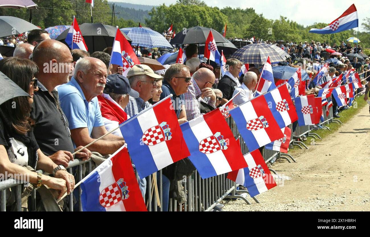 Traditional Ustasha meeting in Bleiburg, Austria, on 12 th May 2018. The participants commemorated a 1945 massacre of members of Croatia's Nazi-allied Ustasha regime by communist partisans. - 20180512 PD3087 - Rechteinfo: Rights Managed (RM) Stock Photo