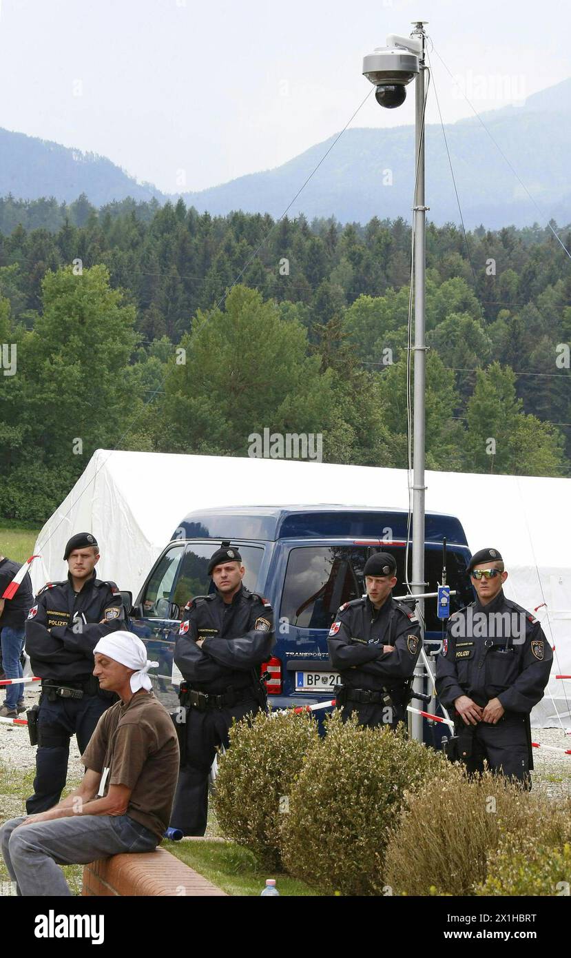 Traditional Ustasha meeting in Bleiburg, Austria, on 12 th May 2018. The participants commemorated a 1945 massacre of members of Croatia's Nazi-allied Ustasha regime by communist partisans. -  police - 20180512 PD2899 - Rechteinfo: Rights Managed (RM) Stock Photo